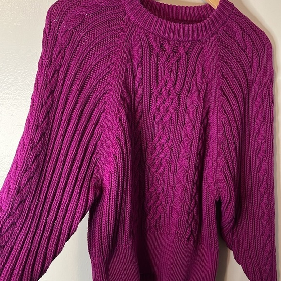 Ralph Lauren Black Label Fuchsia 100% cotton Cable Knit Sweater Sz SP - Picture 6 of 11